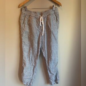 Caslon‎ Blue and White Textured Linen Striped Pants Size Small